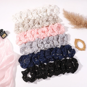 Lot de chouchous en mousseline avec étoiles dorées en six couleurs pour coiffures variées