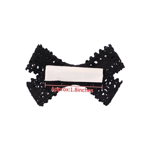 Japanese style black lace bow hair clip with white ribbon and 1.8 inch metal fastener