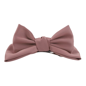 Elegant Morandi pink fabric bow hair clip with a minimalist butterfly design on white background