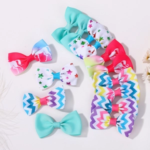 Rainbow gradient unicorn hair bow set with 12 pieces for girls and kids