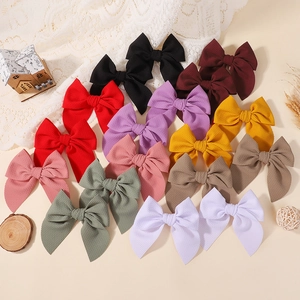 Waffle Texture Fabric Bow Hair Clips Cute Girl Party Hair Accessories Sweet Handmade Bowknot Barrettes Hairpin Headwear