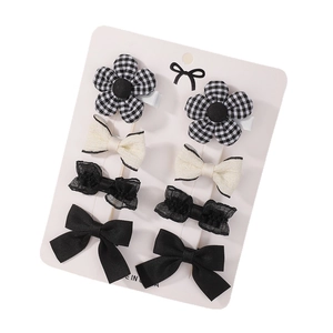 Lot de 8 jolies barrettes à cheveux en tissu avec nœuds et fleurs pour filles sur carte
