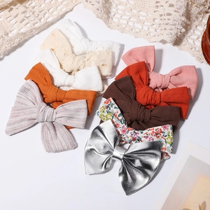 Handmade embroidered butterfly bow hair clips and headbands set for children and girls