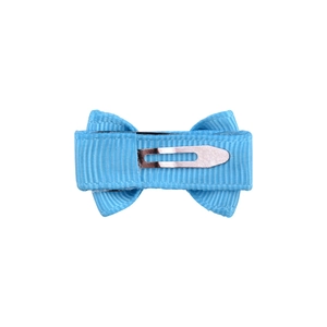 Sky blue grosgrain bow hair clip for kids featuring a secure silver metal alligator back