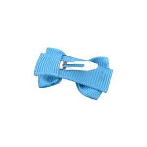 Mini light blue grosgrain ribbon bow hair clip with silver metal alligator clasp for kids