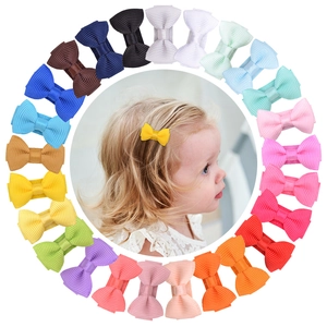 Mini Candy Color Grosgrain Ribbon Bowknot Hair Clip For Kids Babies Pets Handmade Fabric Water Drop Hairpin Accessories