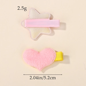Set di fermagli per capelli per bambini a forma di stella e cuore in peluche rosa