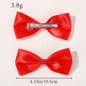 Lot de barrettes nœuds en satin rouge avec pince crocodile pour accessoires cheveux fille
