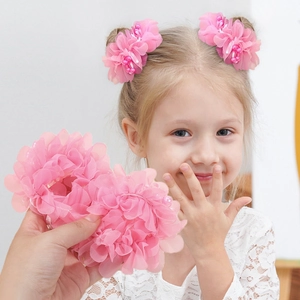 Große Chiffon Blumen Haargummis Für Mädchen 3D Lotus Blütenblatt Haargummi Mit Kunstperle Mehrlagige Kinder Haarschmuck