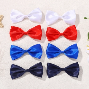 Ensemble de huit barrettes nœuds en satin blanc, rouge et bleu pour accessoires cheveux filles
