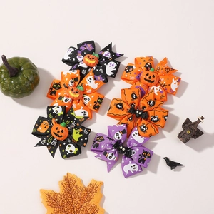 Lot de barrettes d'Halloween avec nœuds papillon, chauves-souris, citrouilles et fantômes