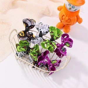 Halloween bow hair clip set with ghost and pumpkin patterns for girls and babies
