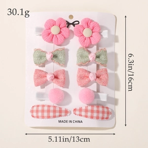 Set da 10 pezzi di fermagli per capelli con fiori in tessuto e fiocchi per bimba