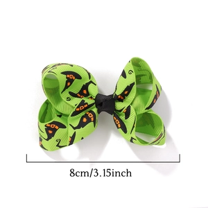 Halloween wizard hat pattern bow hair clip in green 8cm 3.15inch for girls