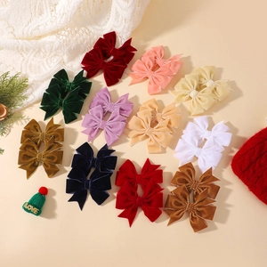 Lot de barrettes nœuds en velours pour enfants avec motif en queue d'aronde sur dentelle