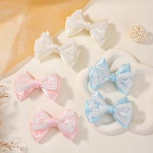 Set di fermagli per capelli in pizzo per bambine in bianco crema rosa e celeste