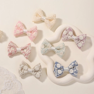 Pastoraal Gaas Borduurwerk Strik Haarclip Voor Meisjes Handgemaakte Bloemen Madeliefje Krokodillenclip Zoete Prinses Haaraccessoires
