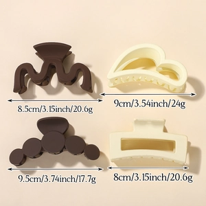 Lot de pinces à cheveux mates marron et crème avec détails de taille et de poids
