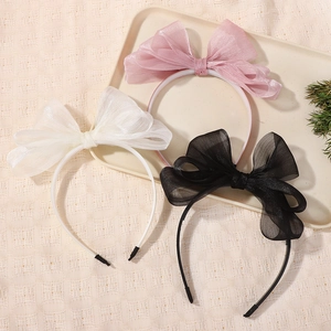 Dreiteiliges Set Mädchen Chiffon-Schleifen-Haarbänder in Pink, Weiß und Schwarz