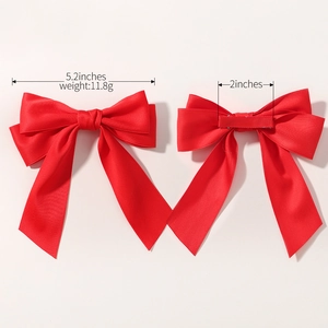 Fiocco per capelli rosso in raso per bambine con clip in metallo e larghezza 13cm