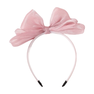 Rosa Chiffon-Haarband mit großer Schleife für Mädchen mit rutschfesten Zähnen