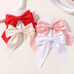 Bambini Ragazze Grande Fiocco in Raso Fermaglio per Capelli Con Lunghi Nastri Dolce Principessa Forcina in Nastro Tinta Unita Barrettes Compleanno Festa Accessori per Capelli
