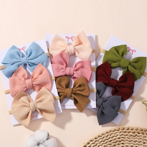 Handmade Polyester Infant Bow Headbands High Elastic Nylon Soft Textured Hair Accessories For Baby Toddler Girl Daily Headgear
