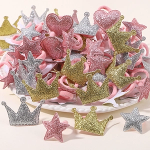 Lot de chouchous brillants en forme de couronne et étoile pour filles, or, rose et argent