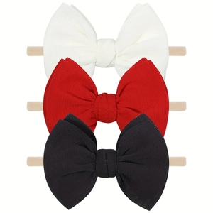 Pack de tres diademas de lazo para bebé en blanco, rojo y negro con banda de nailon