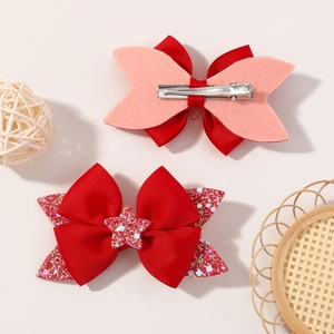 Handmade Glitter Star Bow Hair Clips For Girls Grosgrain Ribbon Alligator Clips Kids Hairpins Hair Accessories Boutique