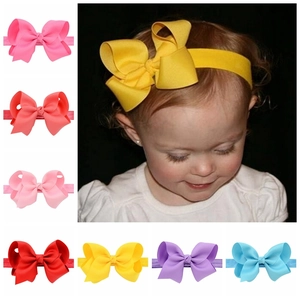 Handmade Solid Color Grosgrain Ribbon Bow Baby Headband High Elastic Soft Turban Hair Band For Toddler Infant Girls Hair Accessories
