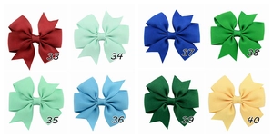 Selection of grosgrain ribbon fishtail bow hair clips in eight vibrant colors numbered 33-40