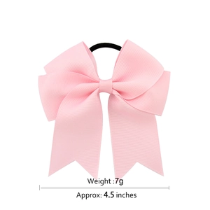 Pink 4.5 inch grosgrain ribbon bow hair tie with seamless high elasticity band