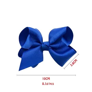 Classic 10cm dark blue grosgrain ribbon hair bow clip for kids and girls hair accessories