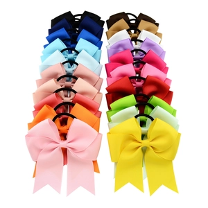 Boutique Grosgrain Ribbon Hair Bows For Girls Kids Handmade Solid Color Elastic Hair Ties Fashion Headwear Accessories