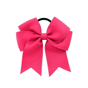 Nœud papillon magenta en ruban gros-grain avec élastique à cheveux noir robuste