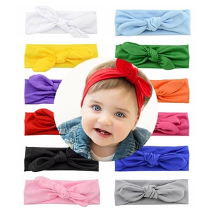 Bandeau Souple en Tricot Élastique Oreilles de Lapin pour Bébés Filles Nœud Bandeau Accessoires de Cheveux pour Nourrissons Coiffe Quotidienne