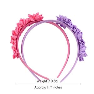 Serre-têtes faits main avec fleurs plissées et strass pour filles en rose et violet