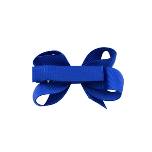 Classic royal blue grosgrain ribbon bow hair clip with fabric-covered alligator clip