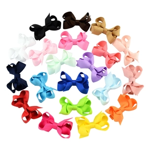 Handmade Kids Grosgrain Ribbon Bow Hair Clips Girls Boutique Duckbill Clips Solid Color Hairpins Toddler Hair Accessories