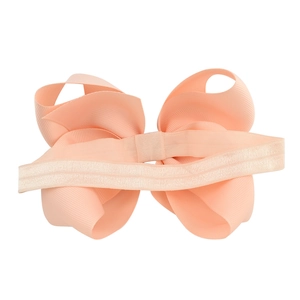 Bandeau élastique de 6 pouces avec grand nœud rose pêche côtelé pour bébés