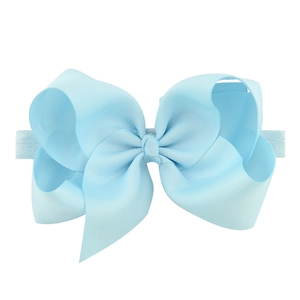 Nœud pour cheveux de 6 pouces en ruban gros-grain bleu clair avec bandeau pour bébés