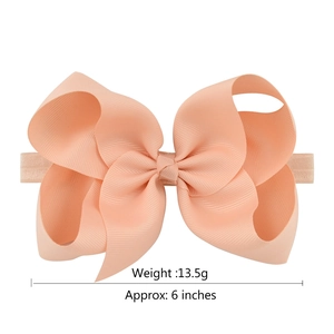 Bandeau à gros nœud rose pêche de 6 pouces pour enfants en ruban gros-grain élastique