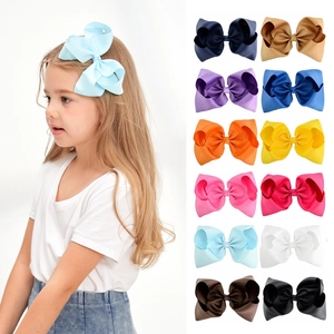 8 Inch Jumbo Grosgrain Ribbon Bow Hair Clips For Girls Alligator Clip Large Hairbows Solid Color Kids Hair Accessories