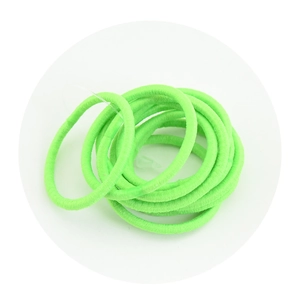 Detailed close-up of neon green high-elasticity nylon hair ties bundled for DIY hairstyling