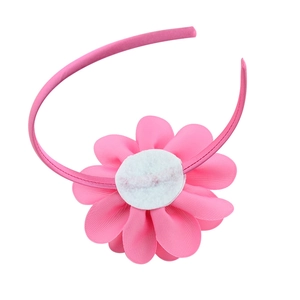 Diadema con flor rosa multicapa de satén para niñas accesorio para el cabello