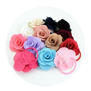 Lot de chouchous fleurs de rose 3D en tissu multicolore aux couleurs vives pour enfants