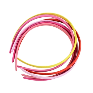 Set of colorful ribbed satin fabric headbands for girls in various vibrant solid colors
