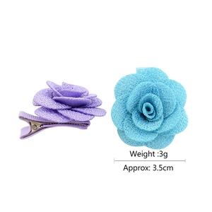 3.5cm wool camellia hair clip handmade rose fabric flower with silver metal duckbill clip