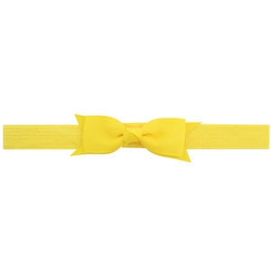 Handmade bright yellow ribbed grosgrain bow headband with wide elastic band for infants